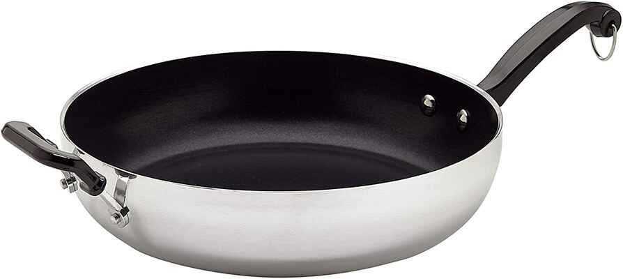 #6. Farberware 12'' Silver Helper Handle Classic Non-stick Deep Skillet Frying Pan