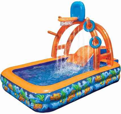 #7. BANZAI Wild Waves Part Inflatable Step-Up Slide & Water-Sprinkling Arch PVC Construction