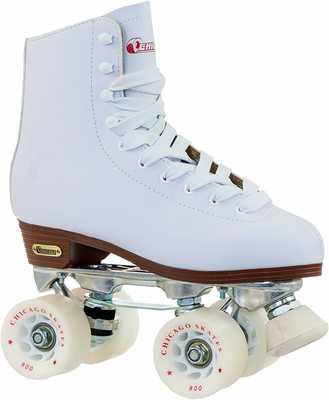 #10. Chicago Skates Classic White Women's Premium Leather Lined Rink Quad Roller Skates