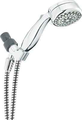 #6. DELTA FAUCET 7-Spray Touch Clean Handheld Showerhead w/Hose (Chrome 75700)