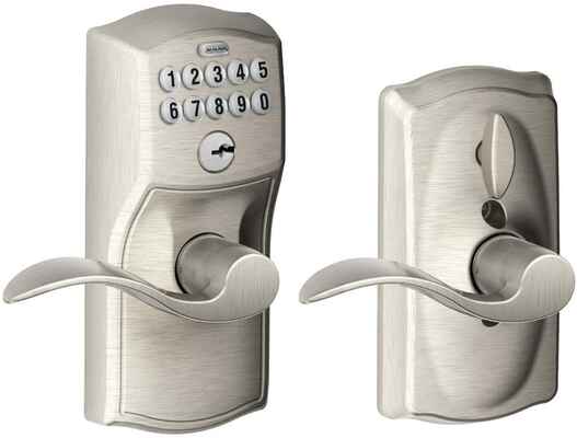 #6. SCHLAGE Accent Lever Door Lock Keyless Entry Keypad Door Lock (Satin Nickel)
