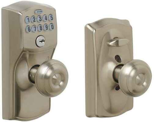 #3. SCHLAGE FE595 CAM 619 Georgian Camelot Keypad Entry w/Flex Lock (Satin Nickel)