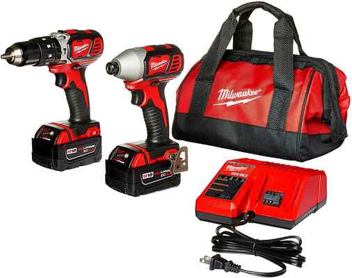 #1. Milwaukee M18 2697-22 18V 1/2'' w/Bag 2 Batteries & Charger Home Tool Combo Kit