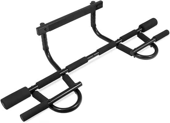 #9. Prosource Heavy-Duty Doorway Trainer Multi-Grip Chin-Up/Pull-Up Bar (Black)