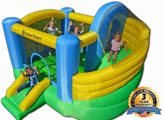 #5. Island Hopper Recreational Slide Kids Bounce Curved Double House Safe Climbing Wall