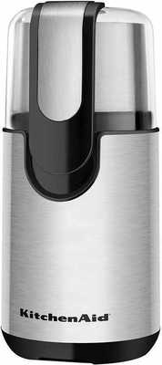 #6. KitchenAid BCG11OB Stainless Steel Blade 160W Motor Coffee Grinder (Onyx Black)