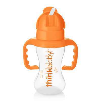 #9. Thinkbaby 9 Oz. Extra-Soft Dishwasher Safe BPA-Free Thinkster Bottle (Orange)