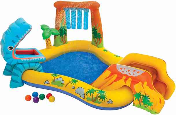 #10. Intex Dinosaur Inflatable Play Center for Ages 2+ with Landing Mat for Additional Padding