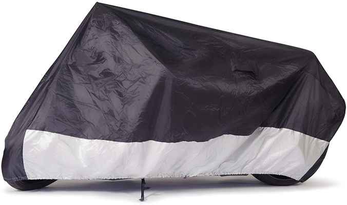 #6. Budge Fit Up to 96'' Universal Fit Waterproof Sportsman Motorcycle Cover (Black)