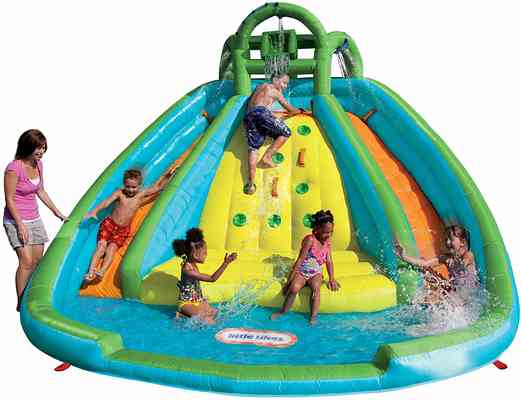 #2. Little Tikes River Race Rocky Mountain Inflatable Slide Bouncer 4 Kids with Max of 350lbs