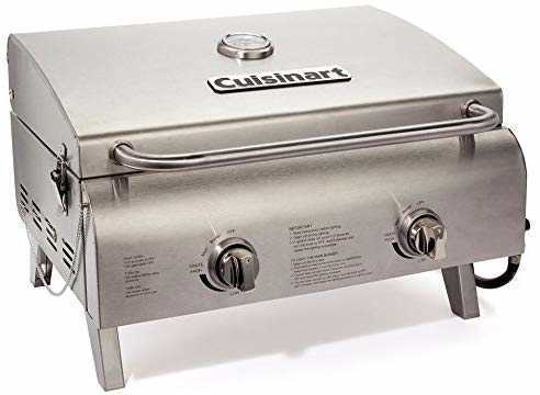 #2. Cuisinart CGG-306 Two-Burner Stainless Steel Professional Tabletop Outdoor Gas Grill