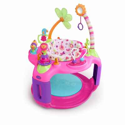 #6. Bright Starts Springin' Adjustable Seat Height Built-in Storage Tray Safari Bounce Activity Center