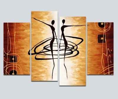 7. Wieco Art Large 4-Pcs Modern African Dancing Oil Canvas Wall Art for Home Decoration