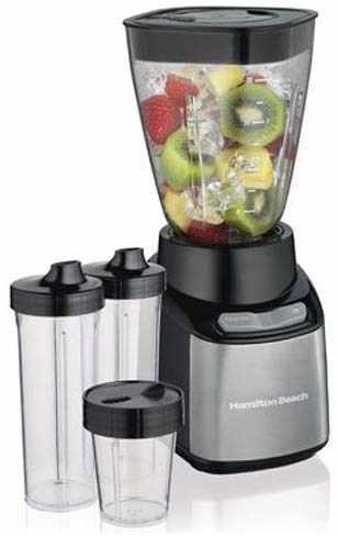 #8. Hamilton Beach 52400 32 Oz Jar 8 Oz Grinder 2 Portable Cups Juice Blender (Black & Silver)