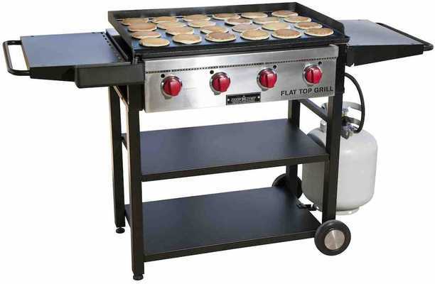 #8. Camp Chef Foldable Shelves 12,000 BTU Stainless Steel Burners Flattop Outdoor Griddle