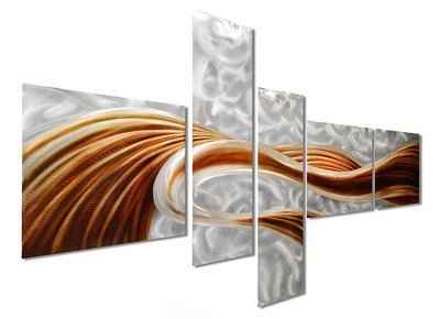 3. Pure Art Caramel Large Modern 5-panels 69'' x 40'' Wall Art Sculpture for Living Space