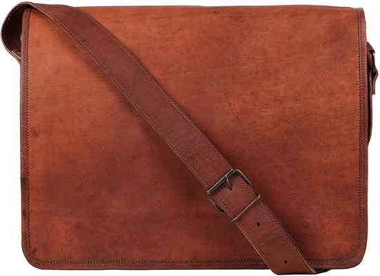 #10. Rustic Town 15'' Genuine Leather Laptop Vintage Crossbody Messenger Bag