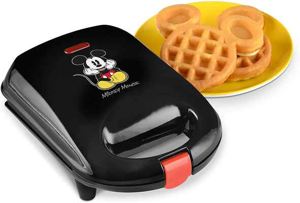 #10. Disney Black Non-Stick Baking Plate Convenient Cord Wrap DCM-9 Mickey Mini Waffle Maker