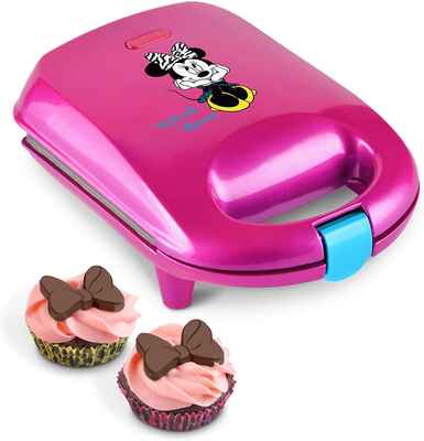 #6. Disney DMG-31 Non-Stick Baking Plate Convenient Cord Wrap Minnie Mouse Waffle Maker (Pink)