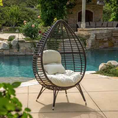 8. Christopher Knight Home Teardrop Chair w/ Cushion Dermot Multi-brown Wicker Lounge (Brown)