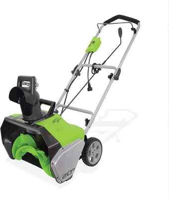 #3. Greenworks Corded 2600502 13 Amp 20'' Easy Electric Start 120V Snow Blower