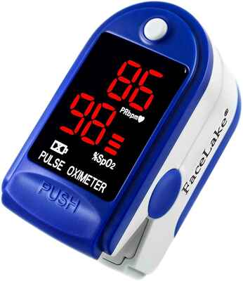 #8 FaceLake Free-Accessories FL400 Lanyard Batteries Fingertip Pulse Oximeter (Blue)