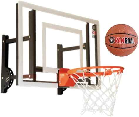 #1. RAMgoal Adjustable Height Up & Down Durable Indoor Mini Basketball Hoop w/Ball