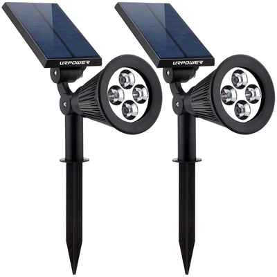 #2. URPOWER 2-in-1 Waterproof 2 Pack 4 LED Solar Spotlight Adjustable Solar Light