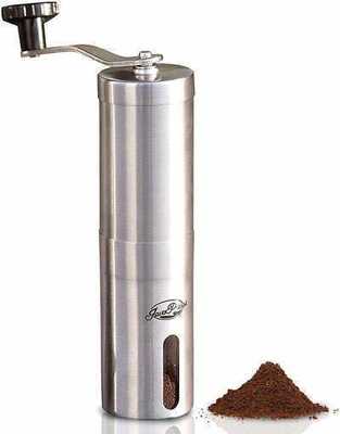 #4. JavaPresse Manual Adjustable Setting Brushed Stainless Steel Conical Burr Coffee Grinder