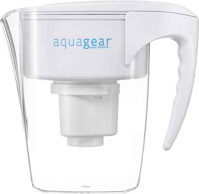 #7. Aquagear BPA-Free Clear Chronium-6 Lead Chlorine Fluoride Water Filter Pitcher