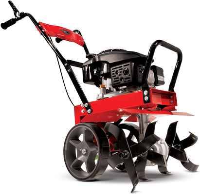 #10. EARTHQUAKE 149CC 4-Cycle Large Wheels Heavy-Duty Front Tine Tiller (Red)