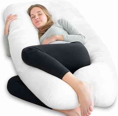 #9. NiDream Bedding U-Shape Maternity Pillow for Growing Tummy Support Pregnancy Pillow (White)