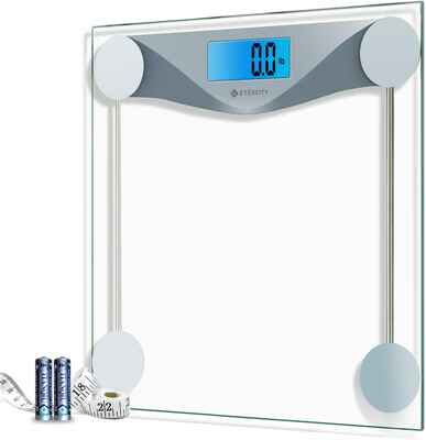 #9. Etekcity 400 Pounds Large Blue LCD Backlight 6mm Tempered Glass Digital Bathroom Scale
