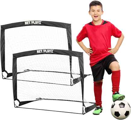 #6. NET PLAYZ Set of 2 4 Ft x 3 Ft Portable Easy Fold-Up Easy Assemble Training Soccer Goal