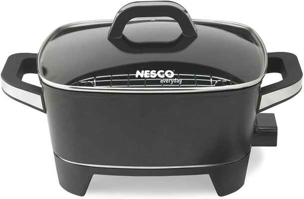 #3. Nesco ES-12 1500W 12'' Premium Nonstick Heat-Resistant Extra-Deep Electric Skillet (Black)