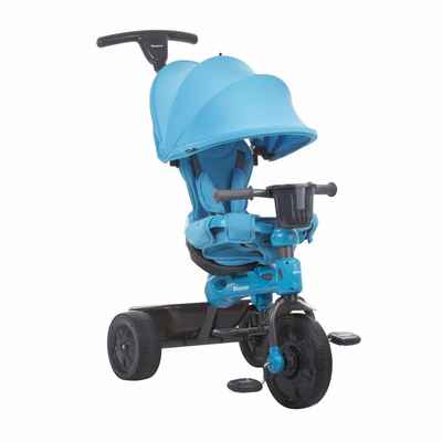 #4. Joovy Tricycoo Blue 4.1 Kid’s Push Tricycle Toddler Trike w/Front Wheel Pedal Locking