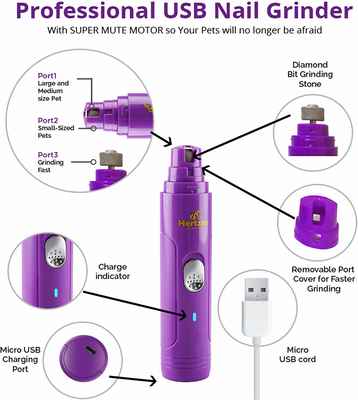 #7. Hertzko Portable & Rechargeable Painless Paws Grooming Electric Dog Nail Grinder Gentle