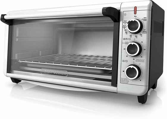 #1. BLACK+ DECKER Stainless Steel 8-Slice Wide Convection Countertop Toaster Microwave (Black)