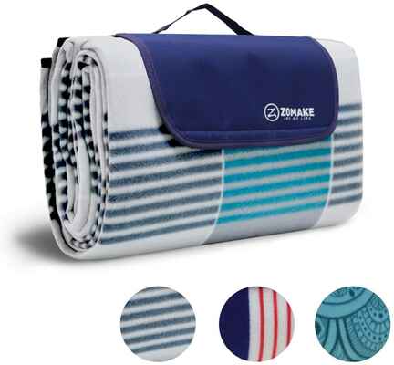 #3. ZOMAKE Waterproof Extra-Large Outdoor Picnic Beach Blanket w/Waterproof Backing for Family