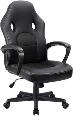 #3. Furmax High Back Adjustable Swivel Headrest & Lumbar Support Leather Gaming Chair (Black)