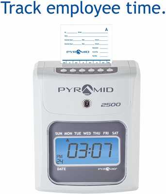 #1. Pyramid 2500 Small Business Time Clock with 2 Security Key 1 Ribbon 100 Time Cards