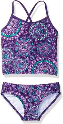 #7.KANU SURF 2-Pcs Pull-On Closure High-Quality Banded Tankini Swimsuit (Melanie Purple)