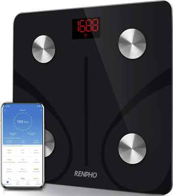 #1. RENPHO 396 lbs Bluetooth Digital Bathroom Wireless Weight Scale w/Smartphone App (Black)