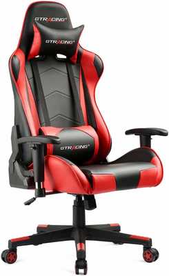 #2. GTRACING Backrest Lumbar Pillow E-Sports Seat Height Adjustment Computer Gaming Chair (Red)