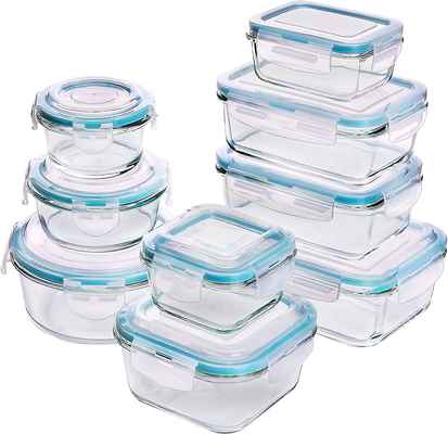 #10. Utopia Kitchen Glass 18 Pcs Transparent Lids BPA-Free Glass Food Storage Container