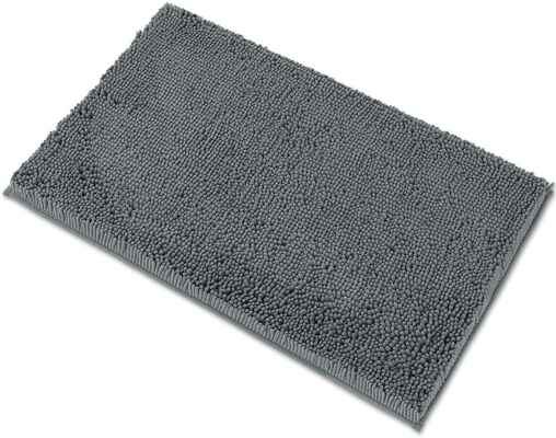 #9. MAYSHINE Chenille Extra-Soft & Absorbent Microfiber Bath Mat for Bathroom (Grey)