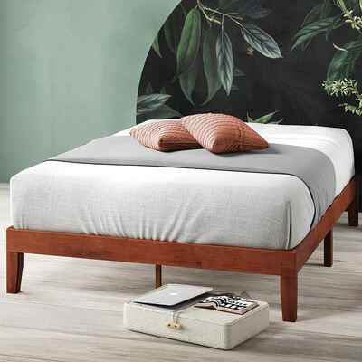#5. Zinus Queen Easy-Assembly Mattress Foundation Solid Wood 12'' Wood Platform Bed