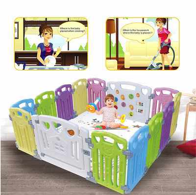 #7. Gupamiga Home Indoor Outdoor Multi-Color Classic Set 14 Panel Baby Playpens