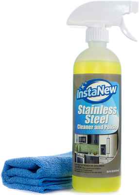 #9. InstaNew Stainless Steel Cleaner & Polish No Greasy Film Bundled with Microfiber Towel