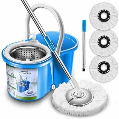 #3. Aootek Stainless Steel Upgraded Deluxe 360-Degrees 3 Microfiber Mop Heads Spin Mop and Bucket